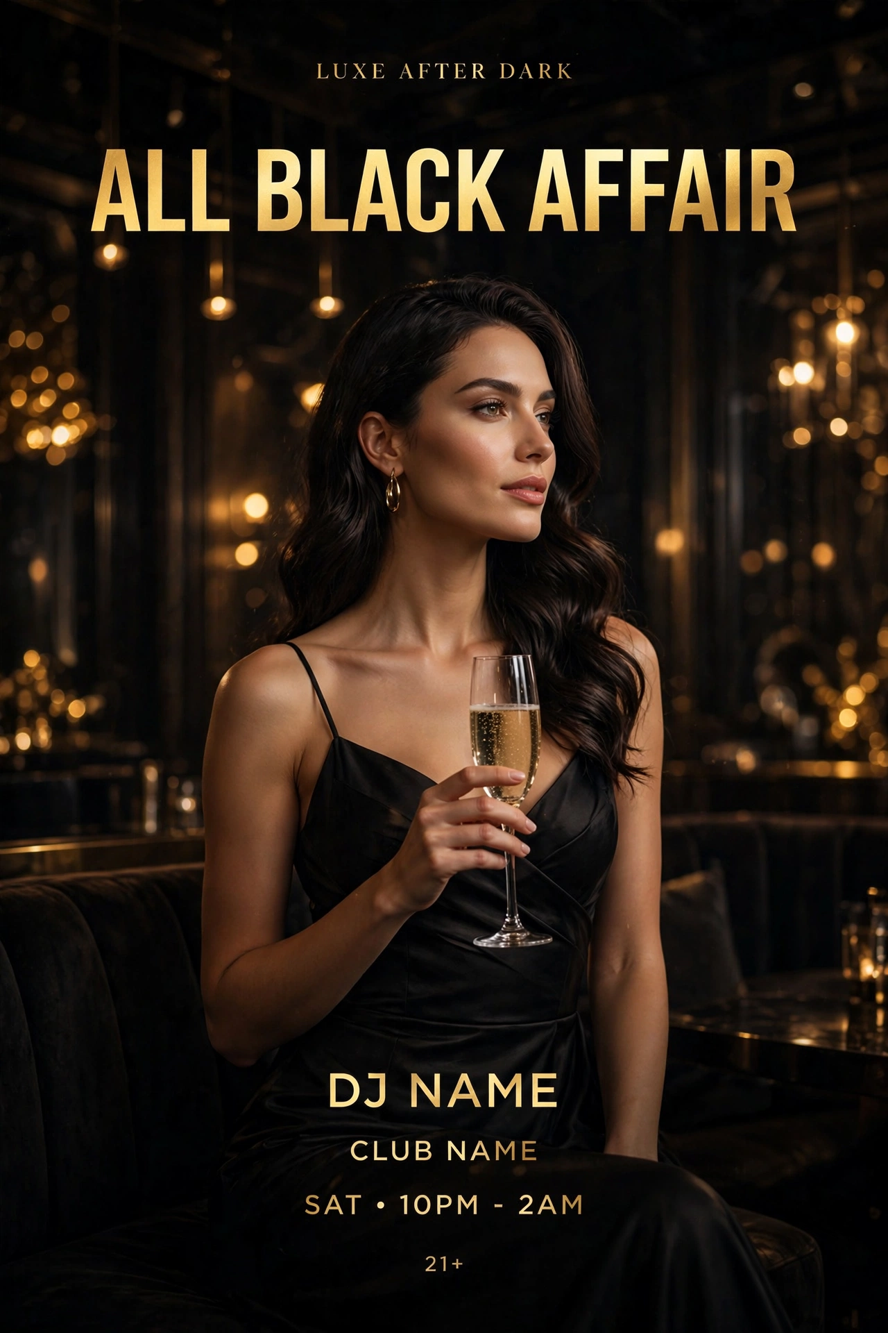 Luxe After Dark flyer template preview — upscale lounge party